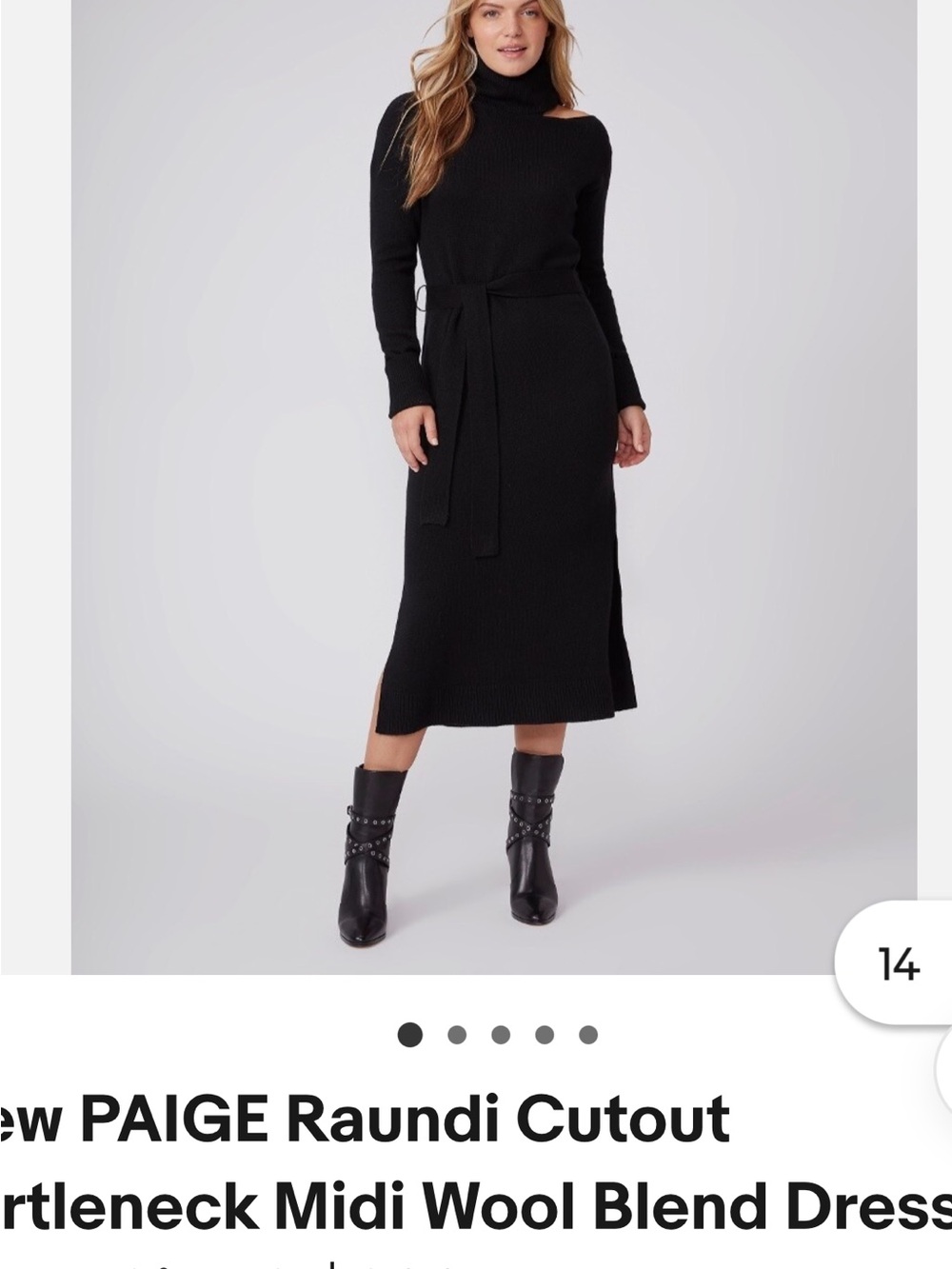 PAIGE Black Cutout Turtleneck Midi Dress